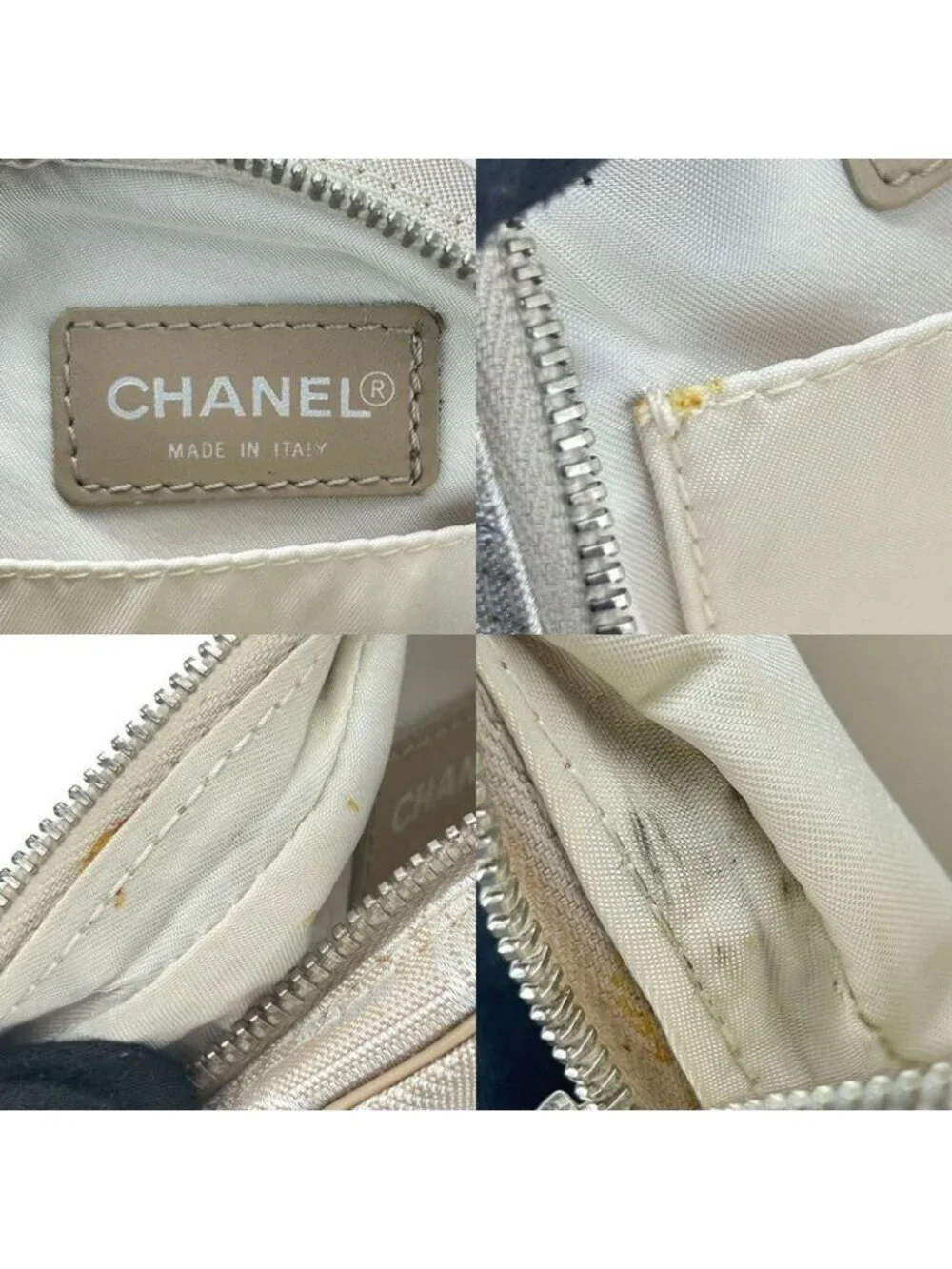 Chanel Pouch New Travel Line 7 th Beige Jacquard Nylon Round Small - Picture 6 of 7